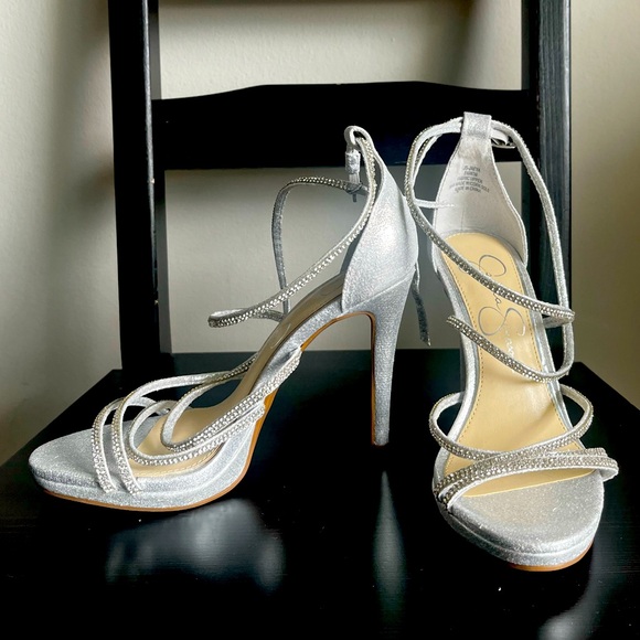 Jessica simpson heeled sparkly sandal with gems - Picture 1 of 5